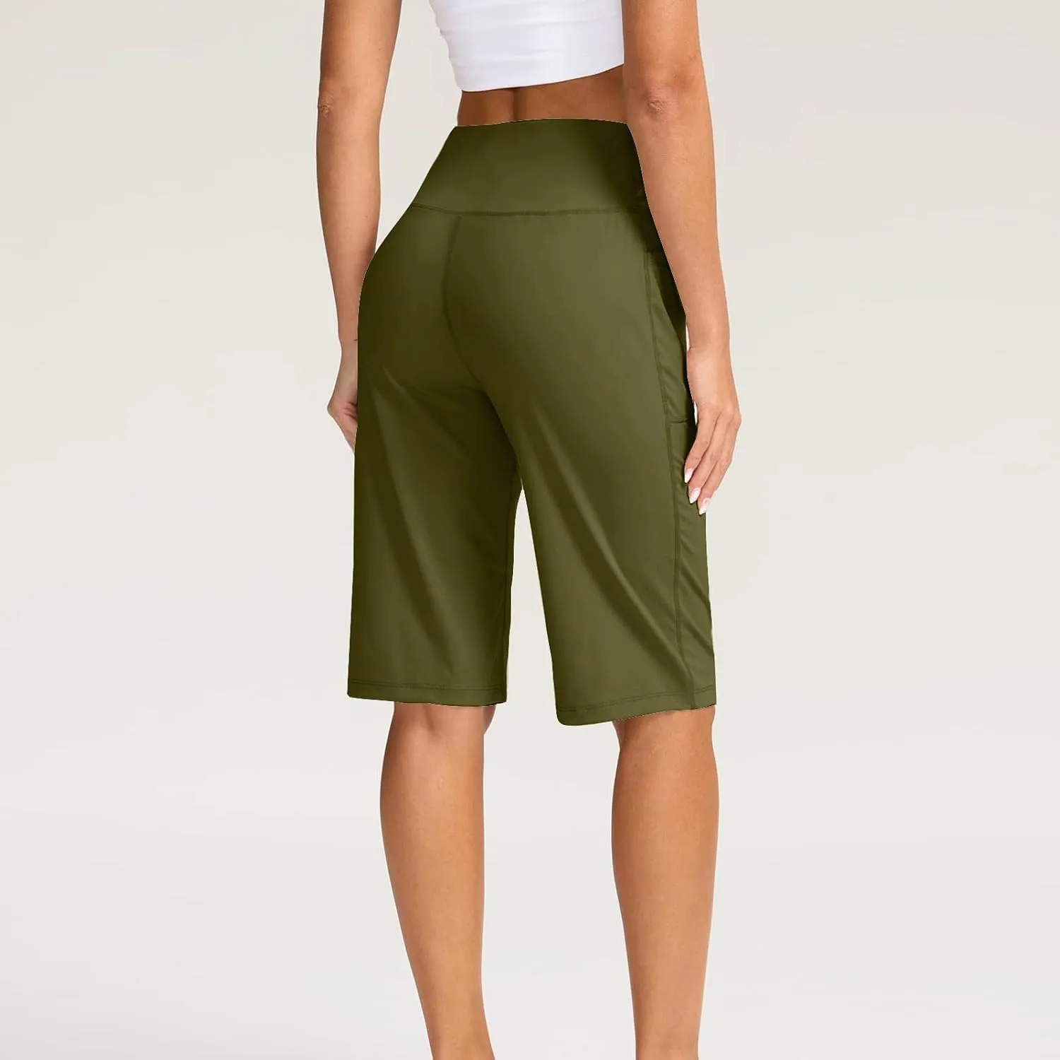 Sports Shorts for Women Casual Loose Pocketed Comfortable High-Waisted Knee High Fitted Casual Stretchy Athletic Pant