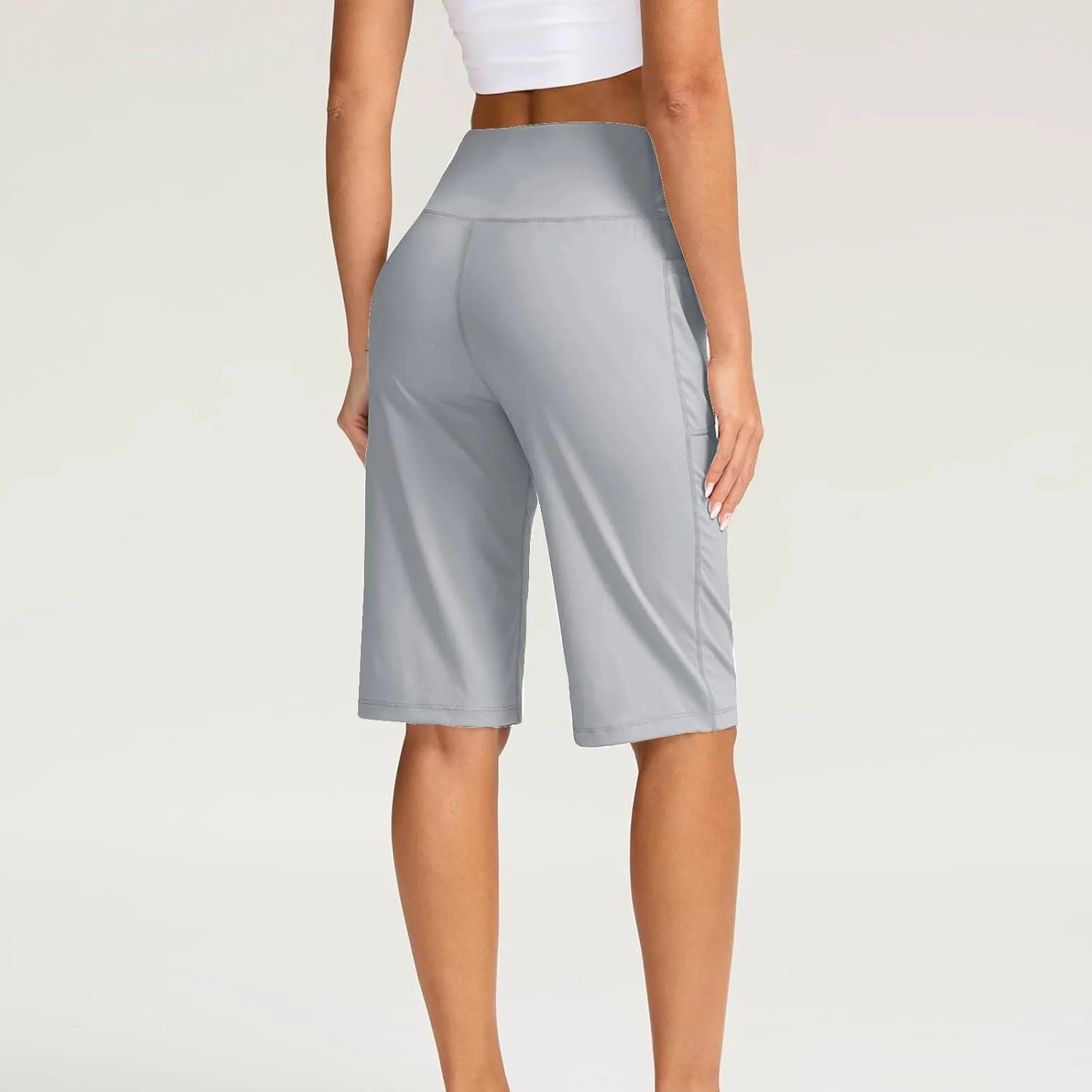 Sports Shorts for Women Casual Loose Pocketed Comfortable High-Waisted Knee High Fitted Casual Stretchy Athletic Pant