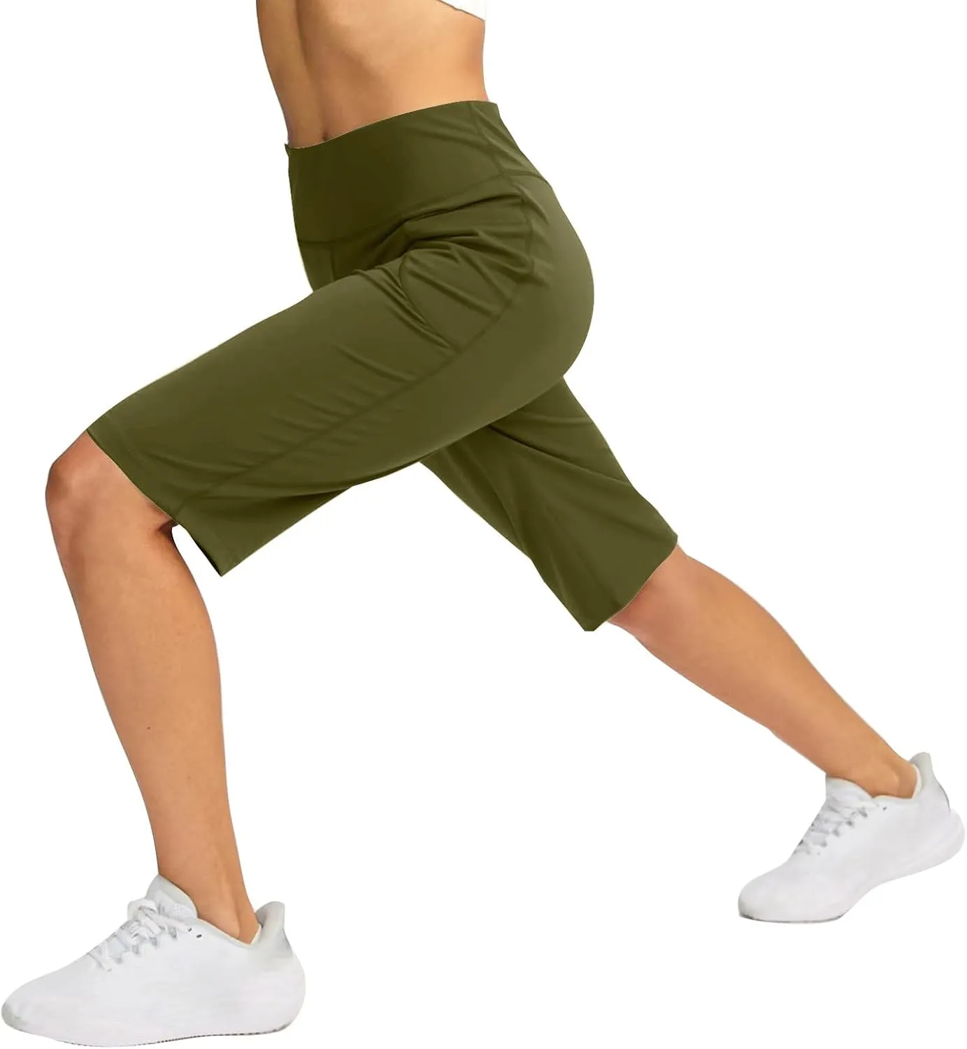 Sports Shorts for Women Casual Loose Pocketed Comfortable High-Waisted Knee High Fitted Casual Stretchy Athletic Pant