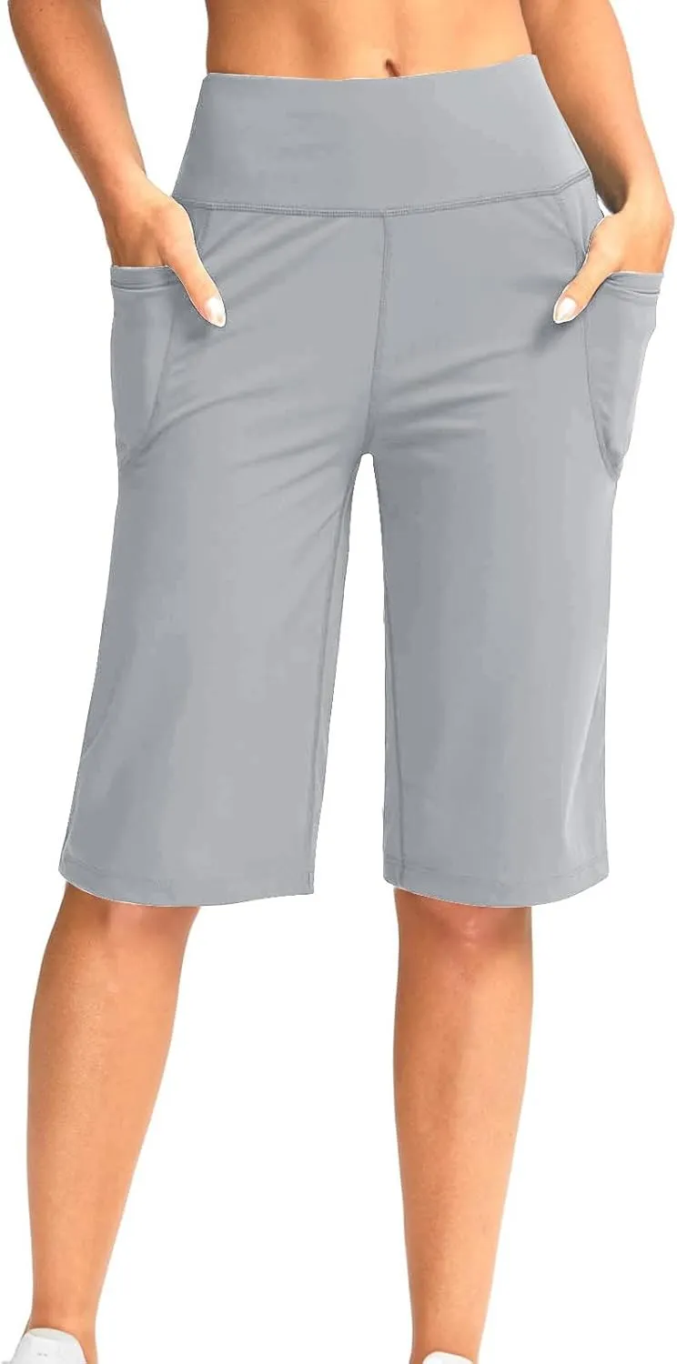 Sports Shorts for Women Casual Loose Pocketed Comfortable High-Waisted Knee High Fitted Casual Stretchy Athletic Pant