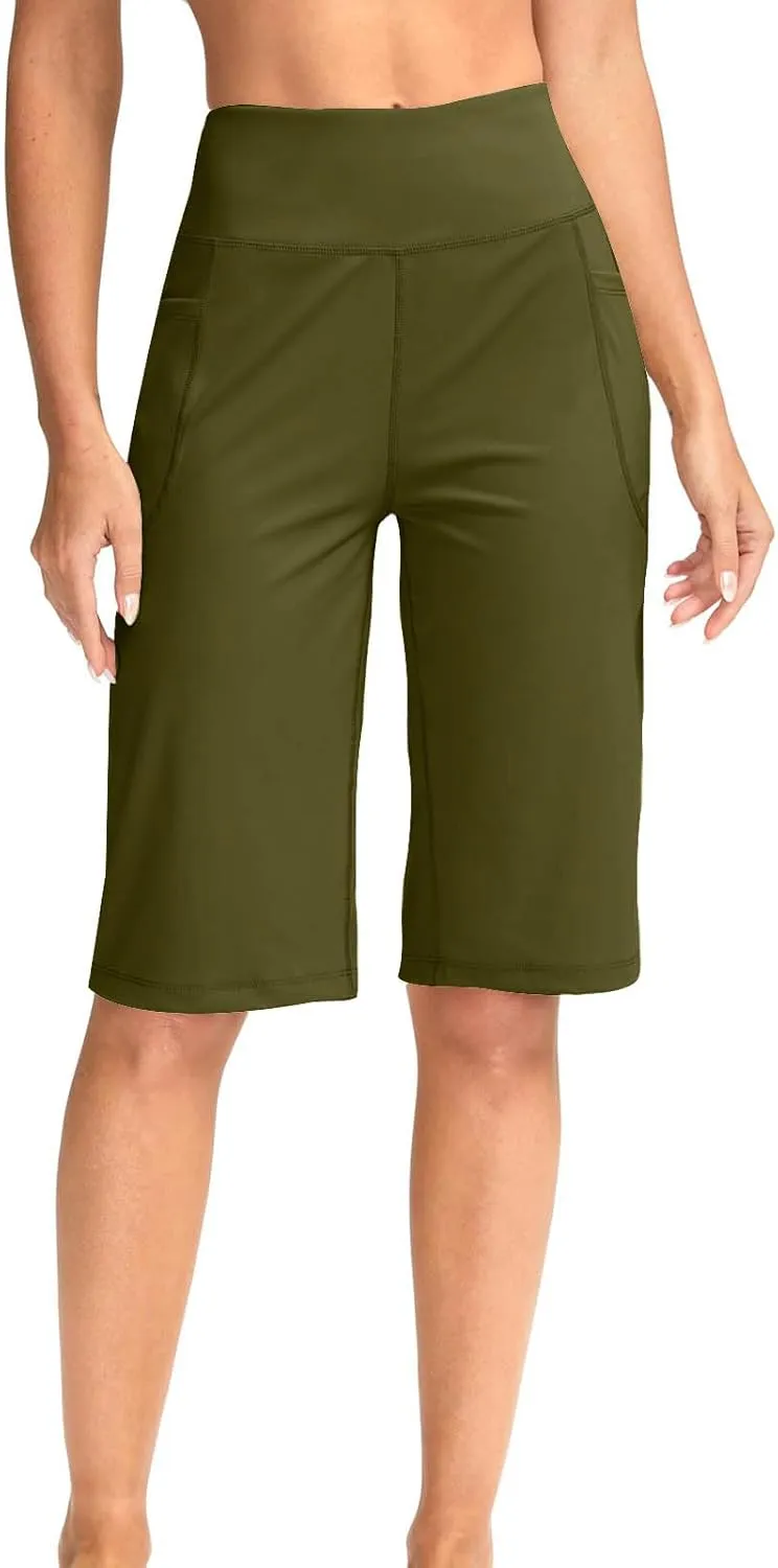 Sports Shorts for Women Casual Loose Pocketed Comfortable High-Waisted Knee High Fitted Casual Stretchy Athletic Pant