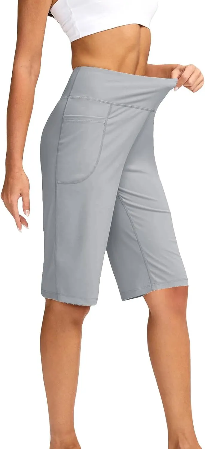 Sports Shorts for Women Casual Loose Pocketed Comfortable High-Waisted Knee High Fitted Casual Stretchy Athletic Pant