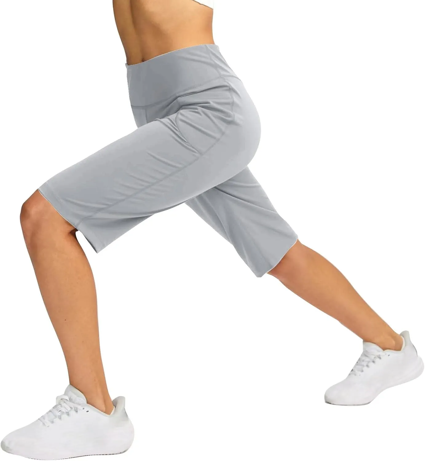 Sports Shorts for Women Casual Loose Pocketed Comfortable High-Waisted Knee High Fitted Casual Stretchy Athletic Pant