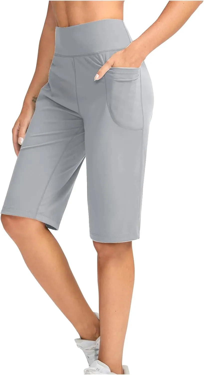 Sports Shorts for Women Casual Loose Pocketed Comfortable High-Waisted Knee High Fitted Casual Stretchy Athletic Pant