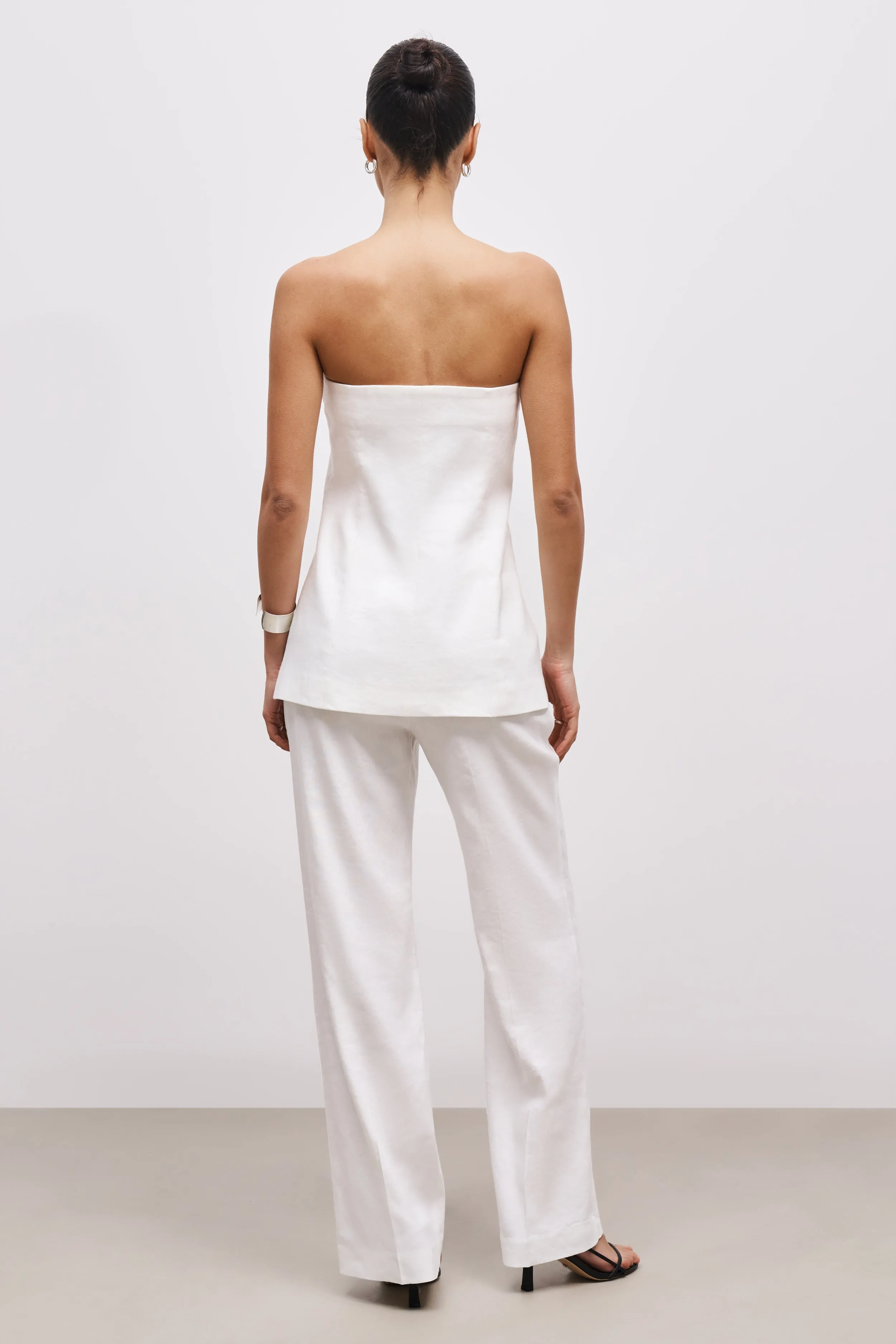 Strapless Linen Bustier - White