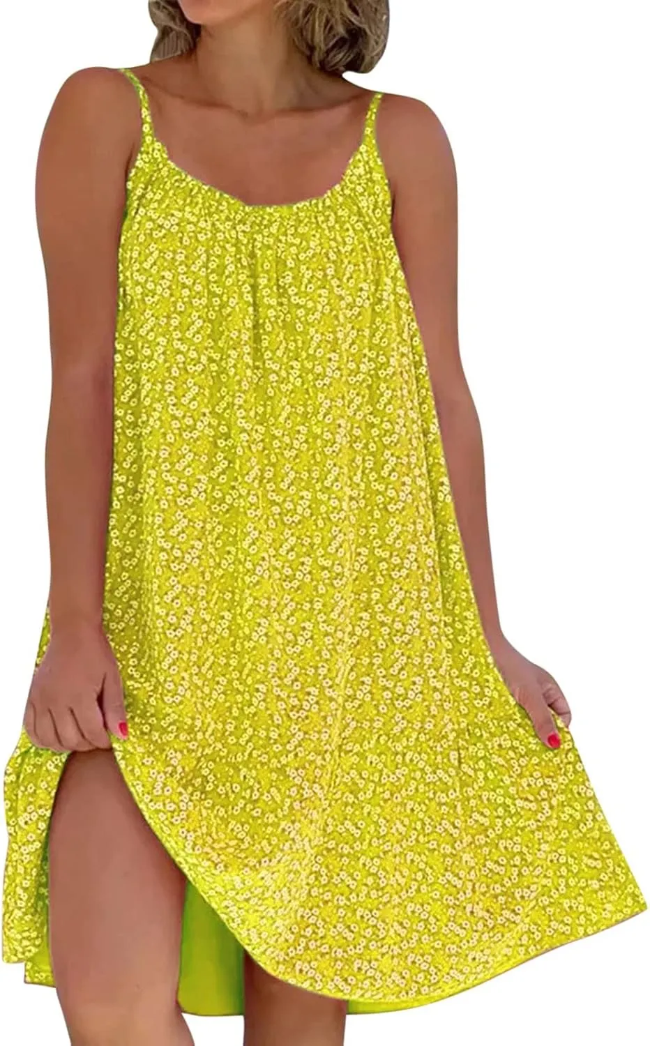 Sundresses for Women 2024 Floral Print Spaghetti Strap Casual Midi Dress Loose Flowy Boho Beach Dress Summer Dresses