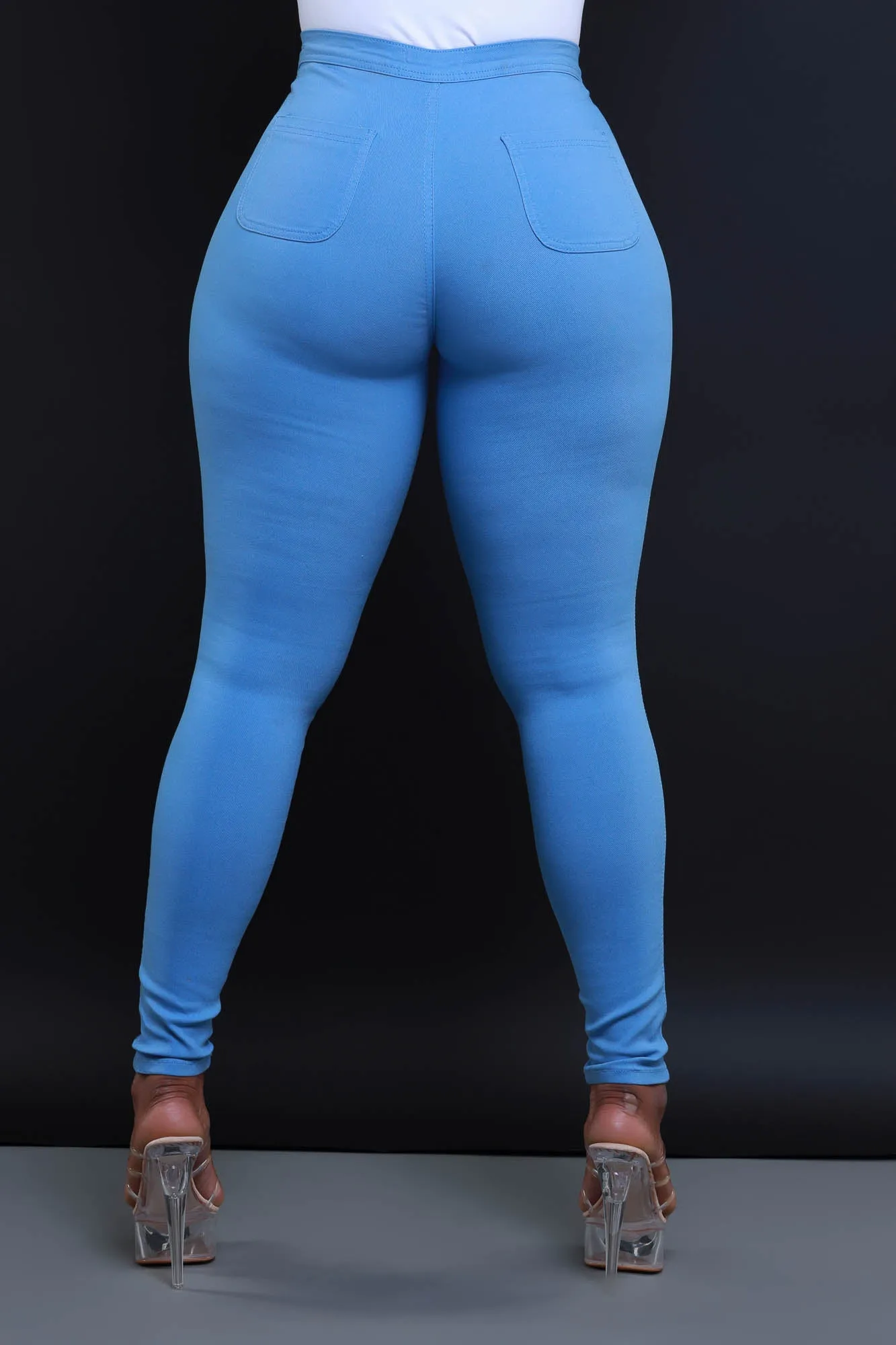 Super Swank High Waist Stretchy Jeans - Baby Blue