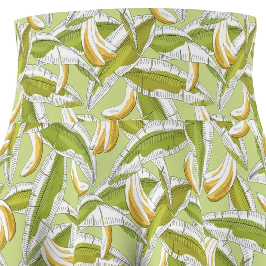 Tropical Banana Print Women's Skater Skirt - Perfect for Summer and Beach Days