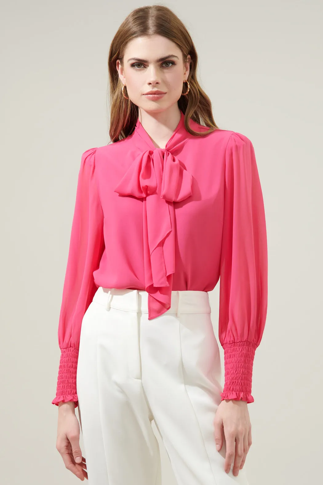 Vicente Tie Neck Long Sleeve Blouse