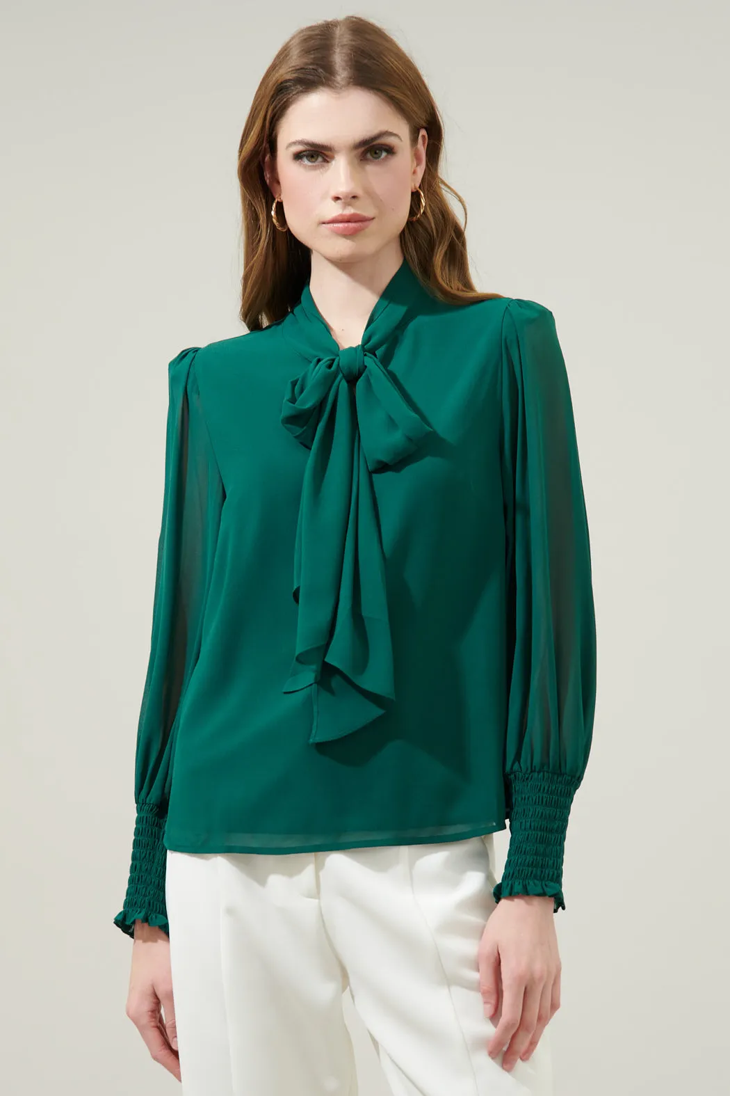 Vicente Tie Neck Long Sleeve Blouse