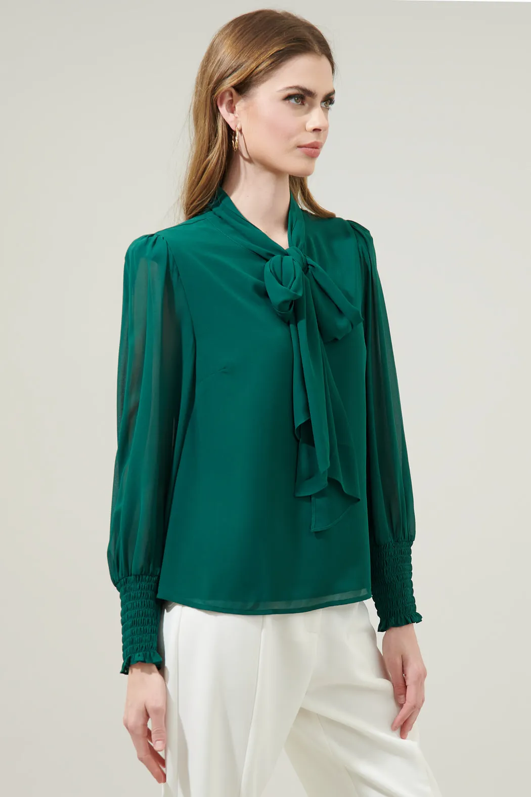 Vicente Tie Neck Long Sleeve Blouse