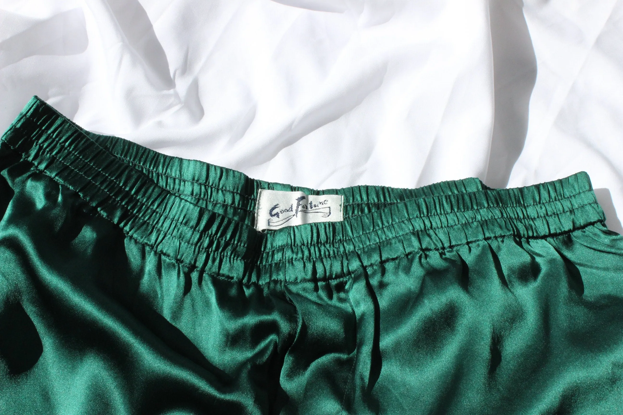 Vintage 80s PURE SILK Luxury Boxer Shorts in Green