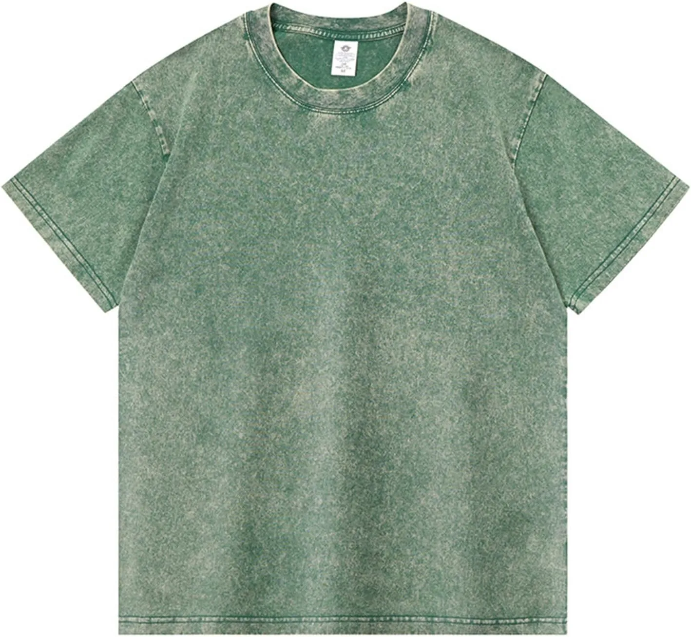 WENKOMG1 Mens Cotton Shirt Washed Crew Neck Casual Pullover Summer Short Sleeve Loose Fit Baggy Style Tee Shirts