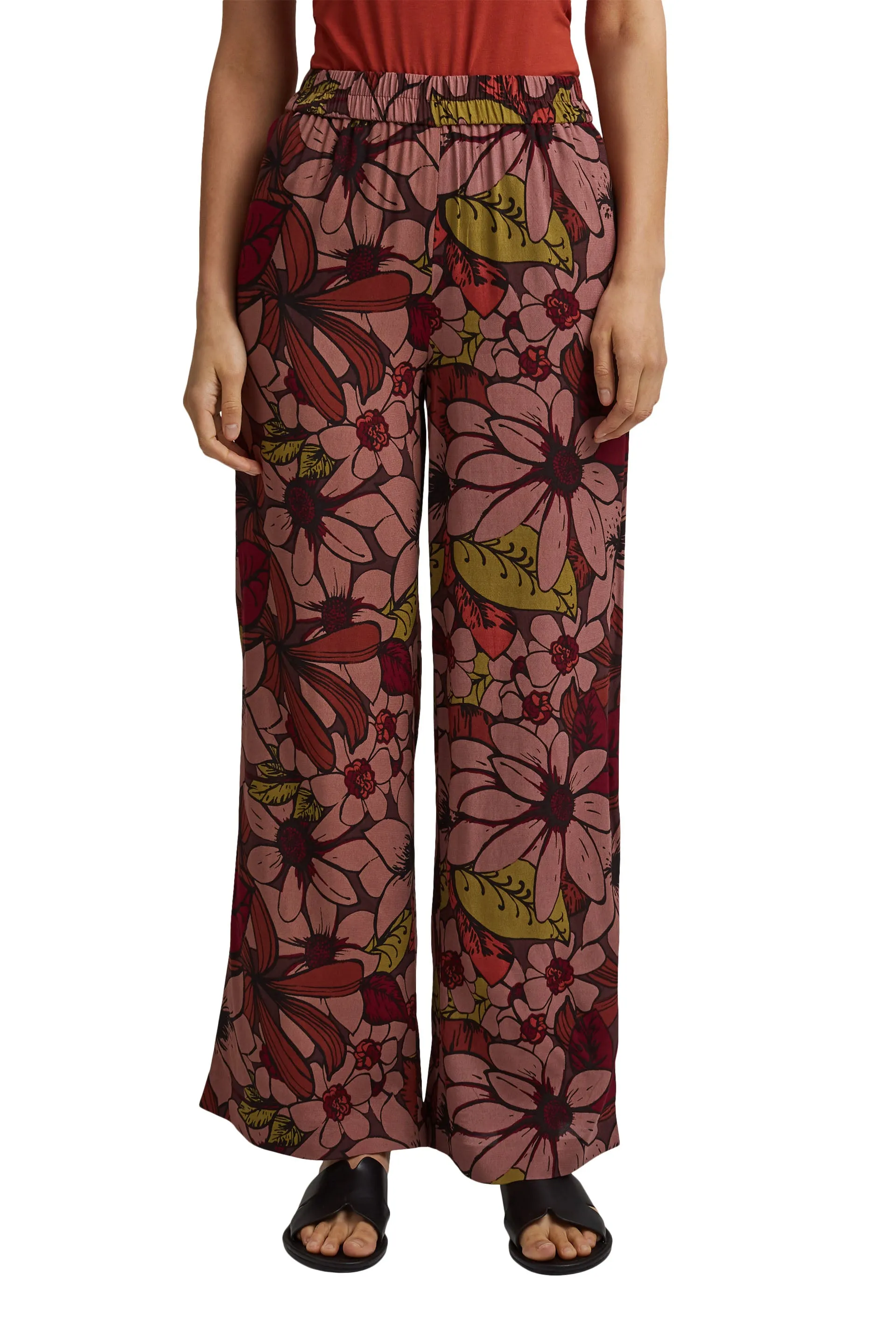 Wide Leg Trousers With Elasticated Waist