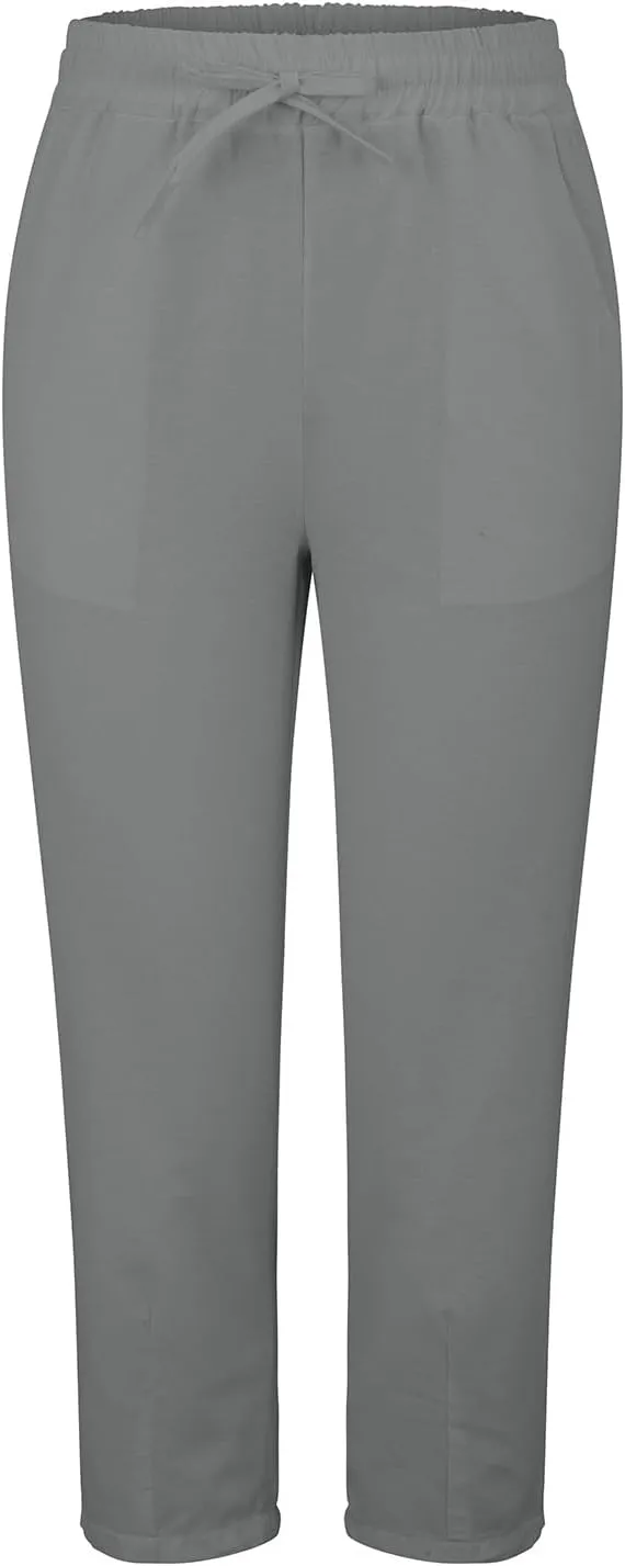 Women Casual Straight Leg Pants Elastic Drawstring Trousers with Pockets 2025 Summer Cotton Linen Beach Lounge Clothes