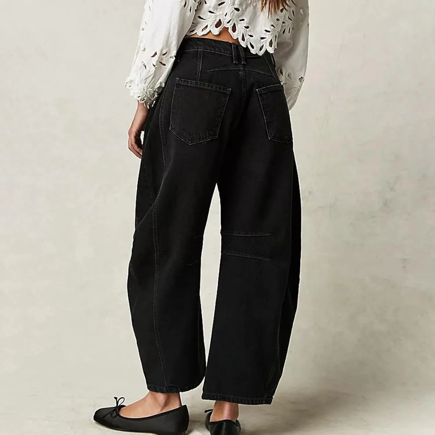 Women Jeans 2024 New Barrel Jeans Cropped Mid Rise Baggy Jeans Wide Leg Denim Pants Capri Jeans Ankle Denim Palazzo Pants