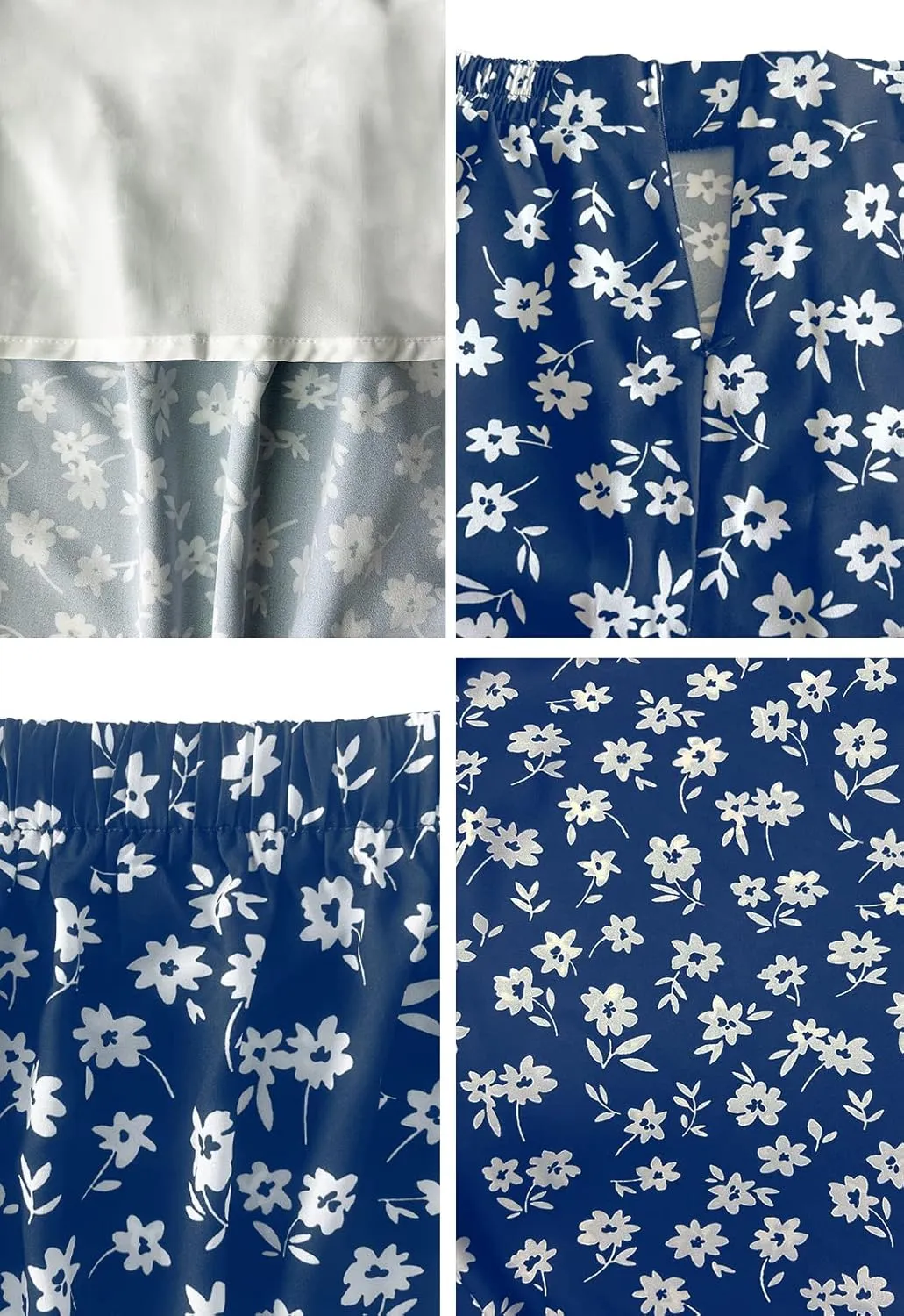 Women’s Floral Print Midi Skirt Casual High Elastic Waist Zipper Vintage Long Boho Skirts for Women