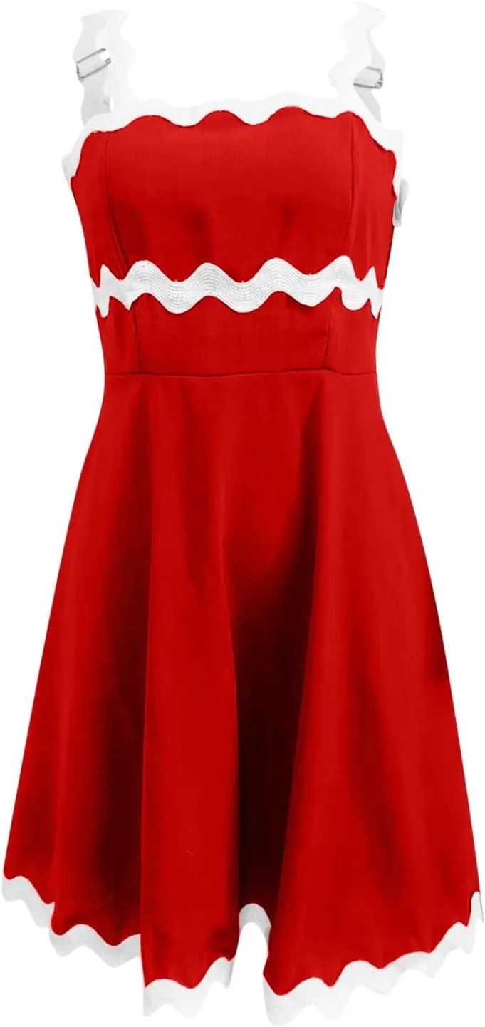 Womens Summer Spaghetti Strap Mini Dress Sleeveless Flowy Sundress with Ruffle Hem Casual Beach Dress