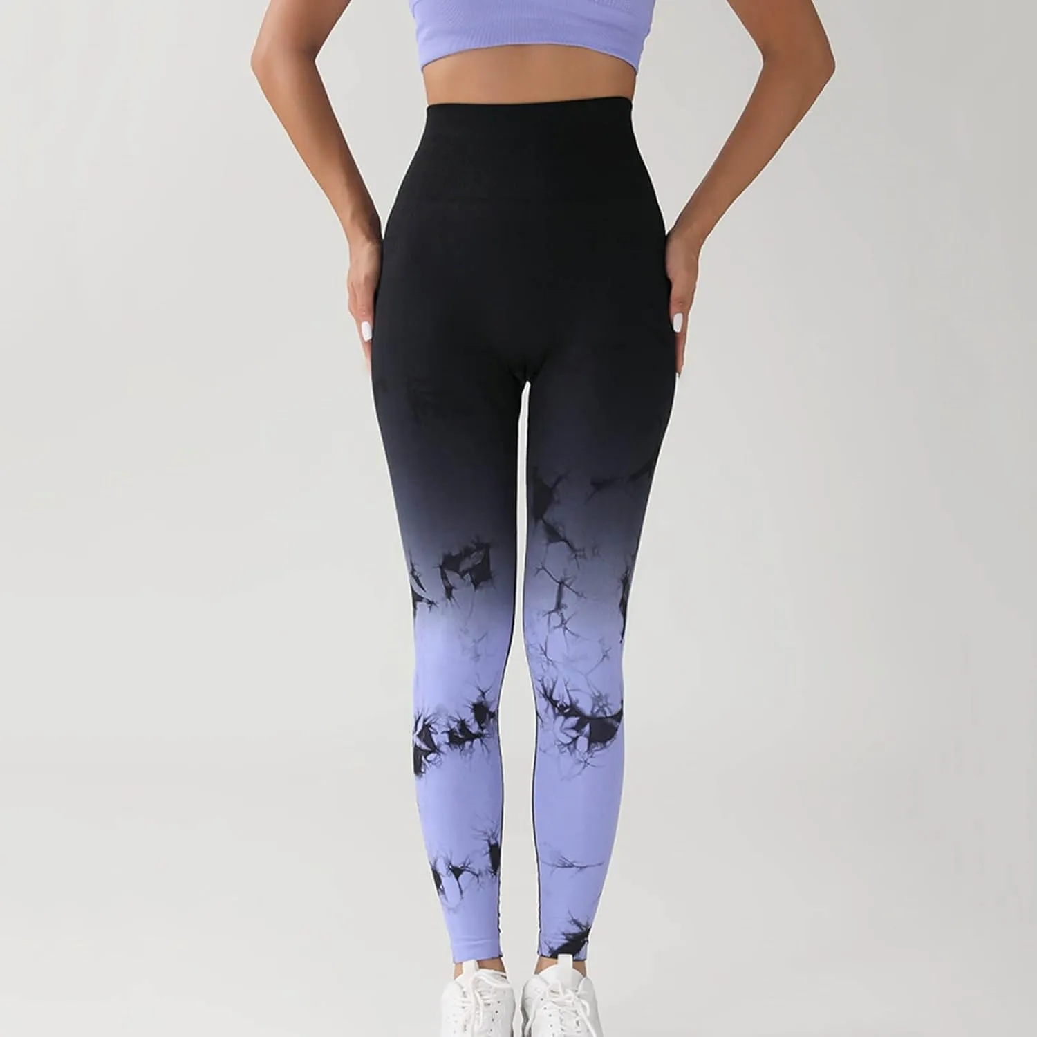 Womens Tie Dye Print Leggings, Fitness High Waist Tights Athletic Running Yoga Pants Seamless Compression Leggings