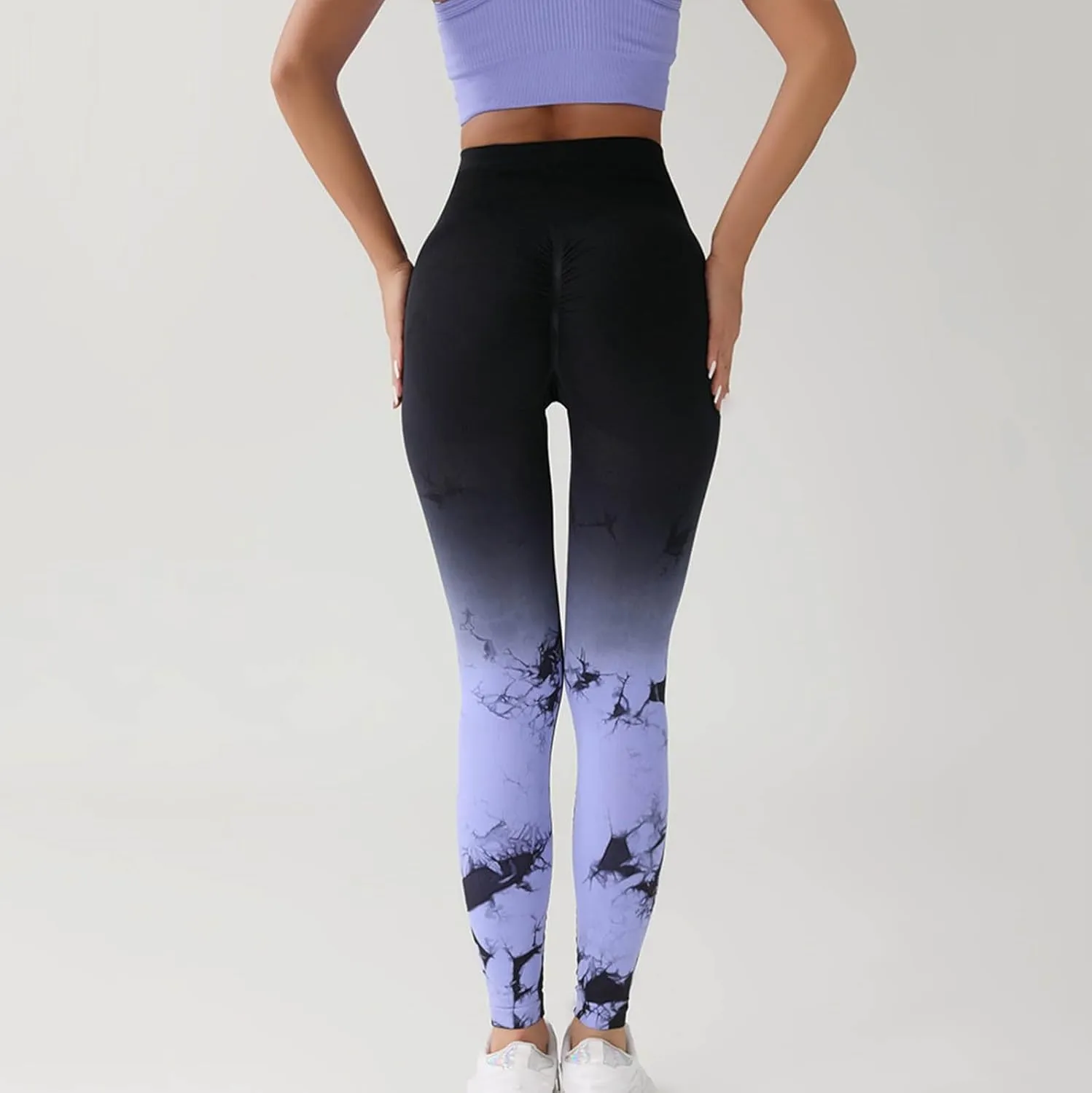 Womens Tie Dye Print Leggings, Fitness High Waist Tights Athletic Running Yoga Pants Seamless Compression Leggings